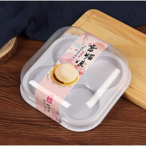 50pcs Square Plastic Moon Cake Trays Packaging Box Egg-Yolk Puff Container With Cover Food Container Holder Cake Packaging Box
