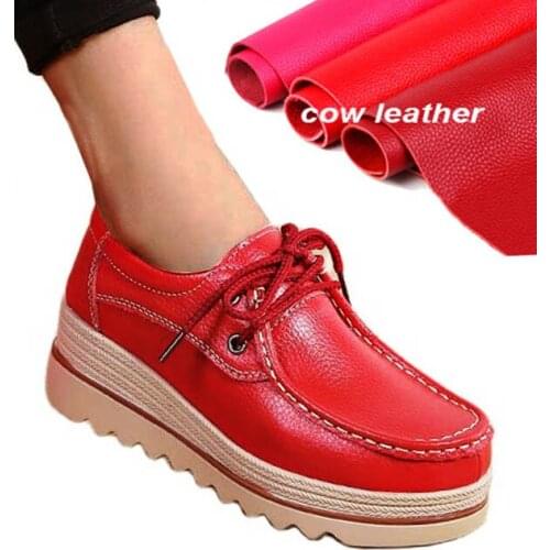 LIHUAMAO Cow leather Women loafers wedges platform round Toe lace up shoes Party Ladies thick outsole casual Shoes sneaker