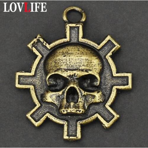 Punk Mechanical Gear Skull Head Tag Key Chain Jewlery Pure Brass Car Keychain Pendant Men Backpack Hanging Hip Hop Trendy Gifts