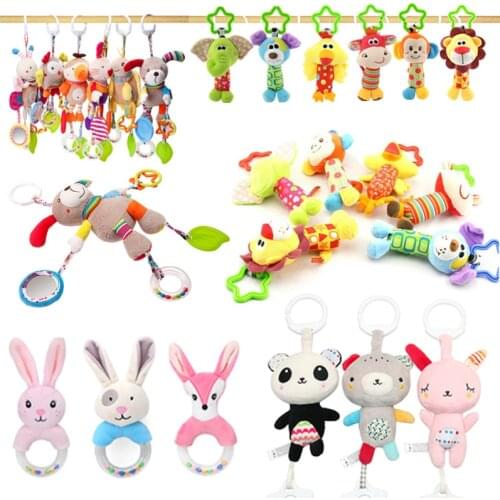 New Montessori Rattles Animal Bed Bell Mobiles Toddler Toys Crib Toys For Kids Soft Musical Educational Newborn Baby Rattles