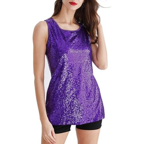 New Fashion Sexy Womens Sequins Glitter Shinny Camis Sleeveless T-Shirt Summer Sparkle Shimmer Vest Crop Tee