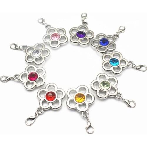 New Arrival 20pcs/lot flower crystal Dangle Charms Lobster Clasp Hanging Charm For Bracelet&Pendant Floating Charms Jewelry