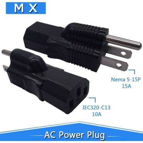 PDU UPS Power Adapter, American Plug Converter, Nema 5-15P Male to IEC 320 C13. 5-15P to C13