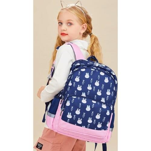 Children Blue School Bags for Girls Waterproof Cute Rabbit Kids Backpack Primary School Big Backbag for Teenage Girls mochila