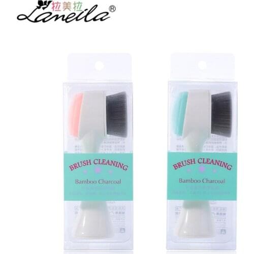 Silicone Handle Face Brush Double Sides Bamboo Charcoal Brushes Scrub Messager Portable Exfoliator Oil Pore Facial Cleanser Tool