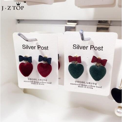 Candy Color Cute Bow Stud Earrings Pur Ball Love Heart Earrings Detachable Fashion Earring Women Brincos Pendientes Sieraden New
