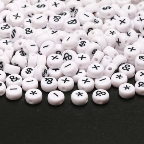 Mixed White Letter Acrylic Beads 4x7mm Round Symbol Spacer Loose Beads For Jewelry Making Diy Necklace Bracelet Accessories