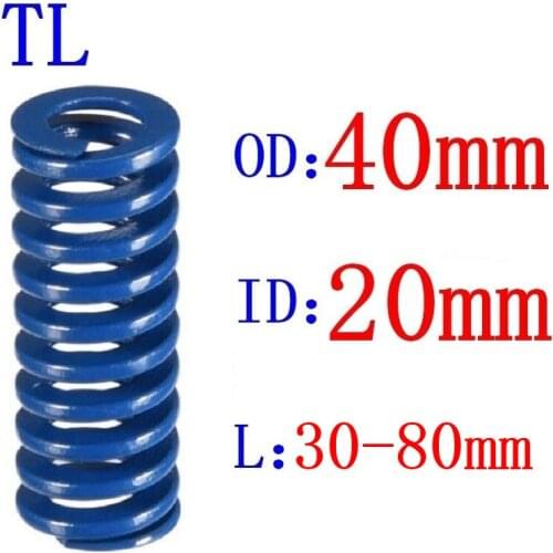 Hot Sale 1Pcs Od 40mm Id 20mm Length 30-80mm Blue Light Load Spiral Stamping Compression Die Spring Helical