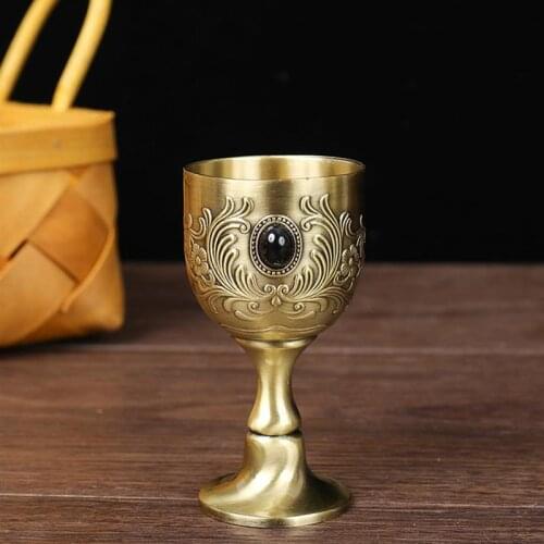 2Pcs Vintage Wine Cup High-quality Metal Cup Mini Cup Red Wine Chalice for Drinking Decor Storage Home