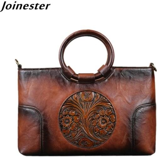 Vintage Embossed PU Handbags for Ladies Chinese Style Women Satchel Messenger Crossbody Bags Female Purses Retro Shoulder Bag