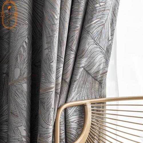 High-end Ginkgo Jacquard Curtains Luxury Blackout Curtains for Living Room and Bedroom Floor-to-ceiling Windows Finished