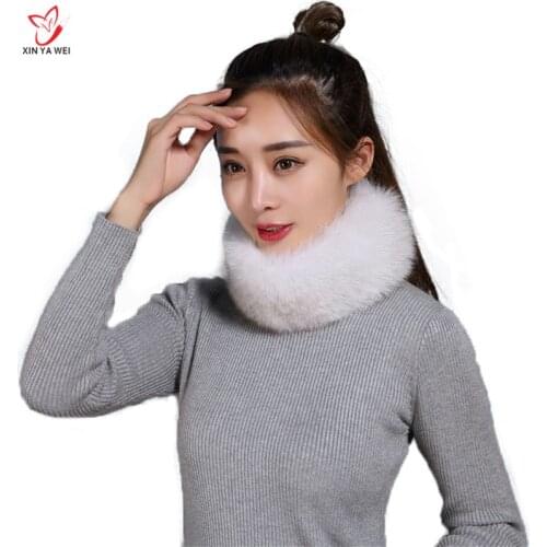 Winter Women Real Fox Fur Scarves Warm Neck Fur Collar Shawl 2018 Brand New Fashion Fur Ring Wrap For Women Magnet Buckle