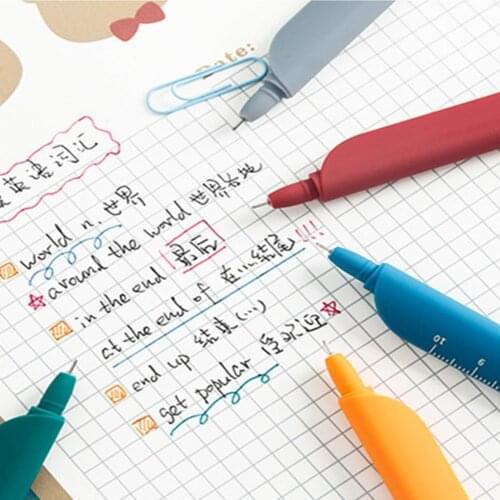 0.5mm Creative Bookmark Gel Pen Cute Ruler Pen Marker Office Gel account Colors Kawaii Stationery Pen 10 Hand Papeleria Sch I4E0