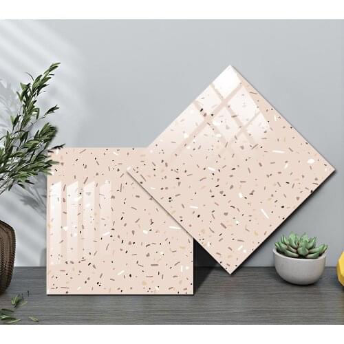 10pcs/set Light Pink Marble Texture Tile Sticker Bathroom Living Room Decor Wall Stickers Self-adhesive Waterproof PVC Wallpaper