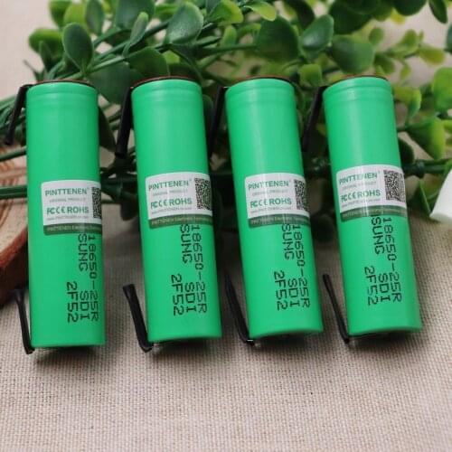 100% New Original For Samsung 18650 2500mah battery INR18650 25R 20A discharge lithium batteries+ DIY Nickel