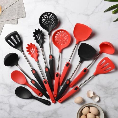 304 Silicone Handle Spatula Soup Spoon Silicone Spatula Soup Spoon Set Non-stick Cookware Available Spatula Soup Spoon