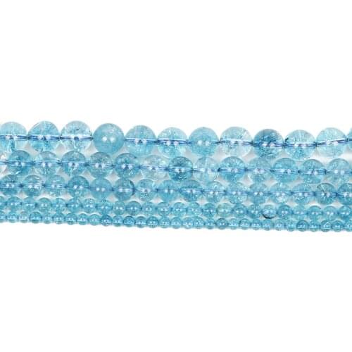 4-12mm Natural Stone Beads Round Smooth Loose Lake Blue Crystal Beads For Jewelry Making DIY Charm Bracelet Necklace Handmade