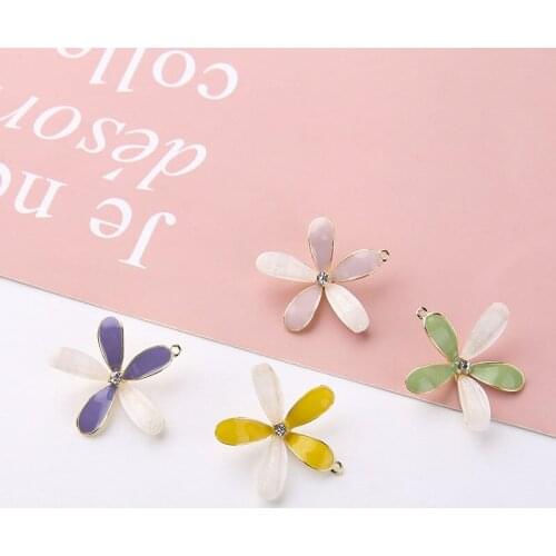 6pcs Korean Style Flower Earrings for Women Girls Fashion Sweet Fairy Flavor Crystal Bracket Flower Pendant Jewelry Accessories