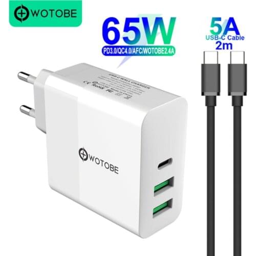 65W TYPE-C USB-C Power Adapter,1Port PD65W QC3.0 Charger For USB-C Laptops MacBook Pro/Air iPad Pro,2port USB for Samsung iPhone
