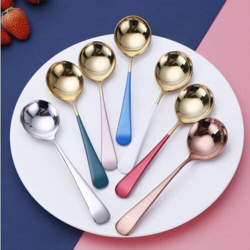 9 PCS Stainless Steel Spoon 1 pcs Gold Spoon for Ice Cream Dinner Tableware Gold Plated Dessert Tea Coffee Spoons