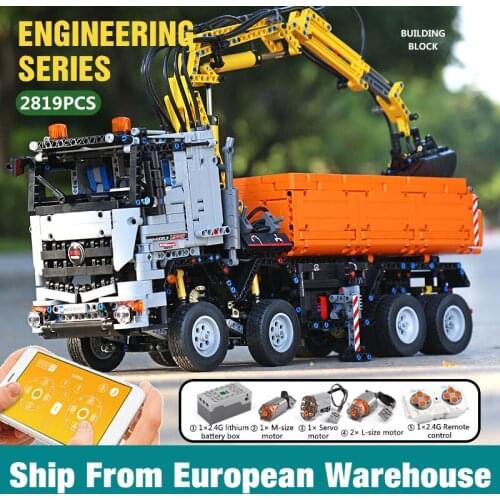 Mould King 19007 Car Compatible With 42043 App Motorized Arocs 3245 Car Model Building Blocks Bricks Kids Christmas Toys Gifts