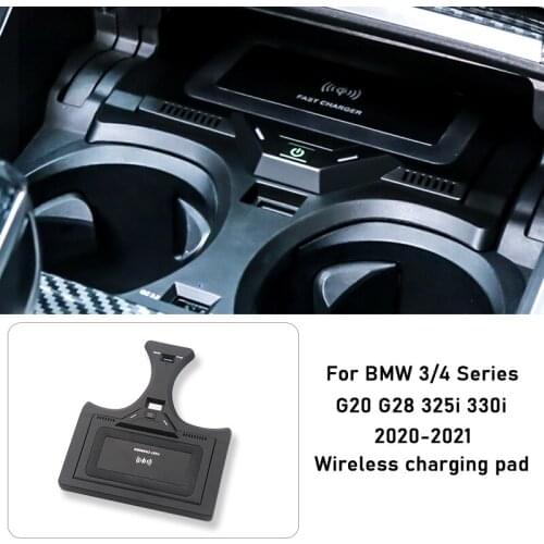For BMW 3/4 Series G20 G28 2020 2021 Car Wireless Charger Central Control Cigarette Lighter Installation With NFC Card Key
