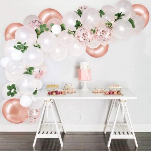 Behogar Rose Gold and White Latex Balloons Set Balloon Arch Garland Kit for Wedding Birthday Party Baptism Party Decoration