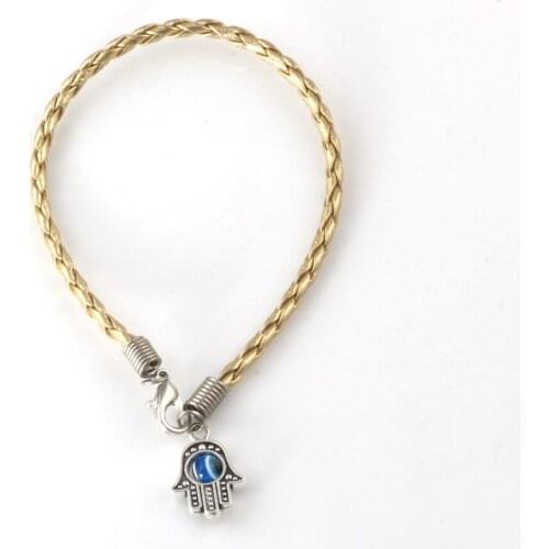 Lot - 100Pcs HAMSA HAND "Eye" Gold String Bracelets - Lucky Charm Pendant 01766