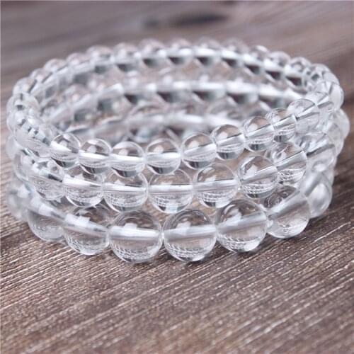 Fashion Natural Jewelry White Crystal Quartz Stone Loose Beads 4 6 8 10 12mm DIY Bangle Necklace Accessories