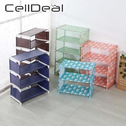 CellDeal 3/4/5 Layers Reinforced Non-woven Shoe Rack Living Room Fabric Dustproof Shoe Cabinet Organizer DIY Stand Shoes Shelf