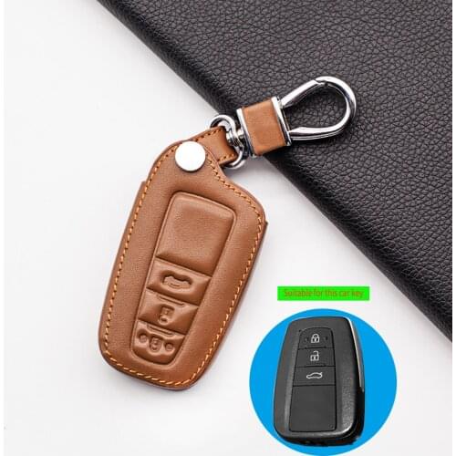 3 Buttons Leather Car Key Case Cover For Toyota Camry Prado 2017 2018 CHR Prius Corolla RAV 4 Keychain Protective Shell