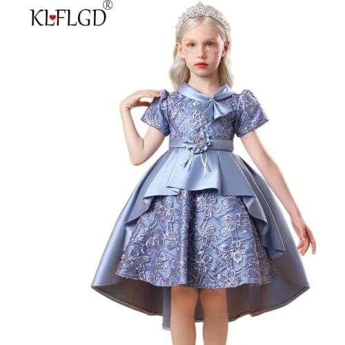 Babys evening dress new girls Princess tailed bow dress Christmas party dance performance dress dinner fluffy dress