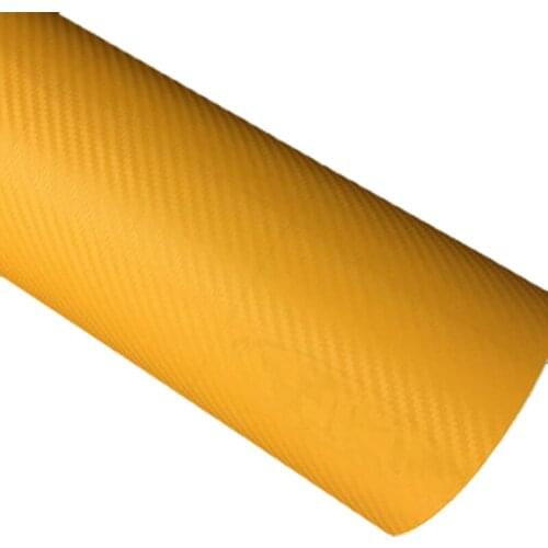 DIY 30x127 3D Carbon Fiber Decal Vinyl Film Wrap Roll Adhesive Car Sticker Sheet yellow
