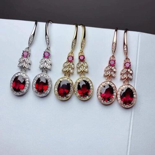 Elegant 100% Real and Natural Garget Earring 925 Sterling Silver Garnet Earring