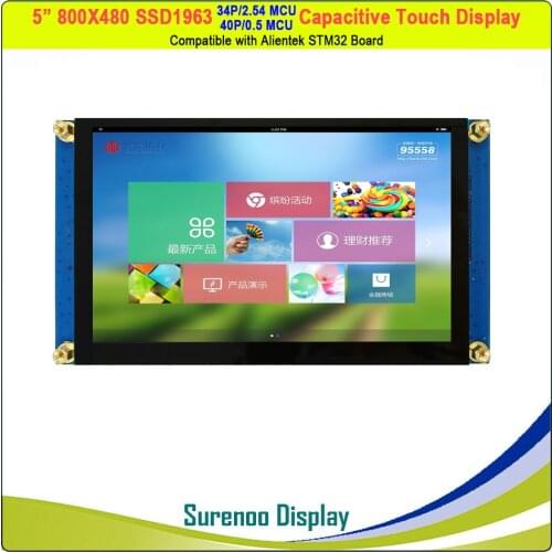 5" / 5.0" inch 800*480 SSD1963 40P/34P_MCU TFT Capacitive Touch LCD Module Display Screen Panel Compatible Alientek STM32 Board
