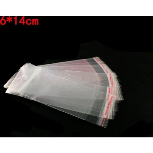 Hot sales 100pcs/pack 6*14cm Clear Resealable Cellophane Packing Plastic Self Adhesive Seal OPP Package Bags For Jewelry