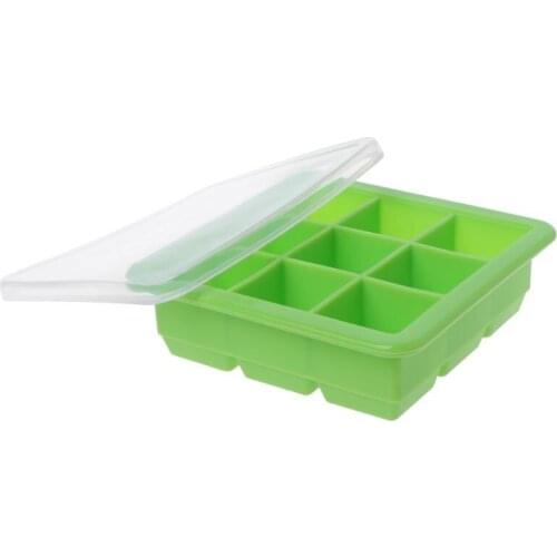 H7JC 9 Grids Ice Cubes Tray Ice Cube Soft Silicone Mold Storage Containers Heat Cold Resistant Cookie Fondant Household Baking