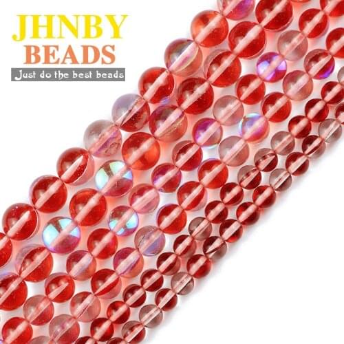 JHNBY Red Labradorite Natural ShimmerStone 6/8/10MM Round Spacers Loose beads for Jewelry making bracelets necklace DIY Findings
