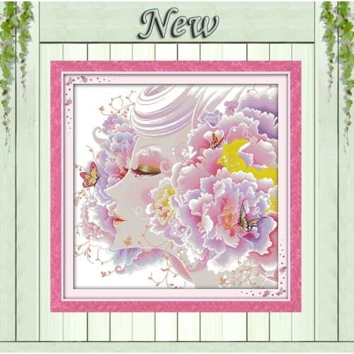 The perfect beauty girl painting counted print on canvas DMC 11CT 14CT Cross Stitch kits needlework Sets embroidery flower fairy