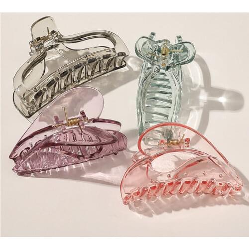 Transparent Love Heart Hair Claws Hair Crab Women Convex Shape Geometric Hairpins Hair Clips Acrylic Barrettes Hair Accessories