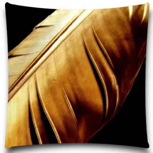 A feather of gold 2D print creative Pillow case Square cotton polyester cushion cover 5 size 9 style