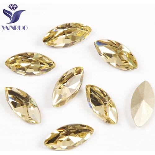 YANRUO 4200 Navette Jonquil K9 Crystals Sewing Rhinestones Strass Crystal Sewn Stones For Cloth With Silver Gold Claws Stones