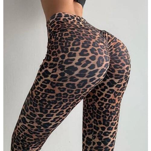 Hot Sexy Fitness Pants Female Snakeskin Leopard Print High Waist Yoga Pants Spring European and American Peach Hip Leggings
