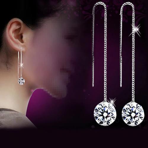 Best Quality Womens Zircon Elegant Drop Dangle Chain Earrings for formal evening party Valentines Day present Tassel Jewelry