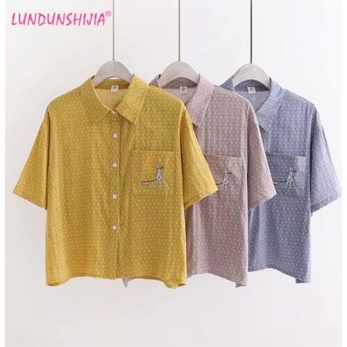 LUNDUNSHIJIA Short Sleeve Blouses