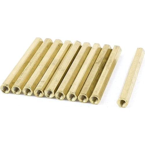 M3 x 50mm Female/Female Thread Brass Hex Standoff Spacer 10pcs