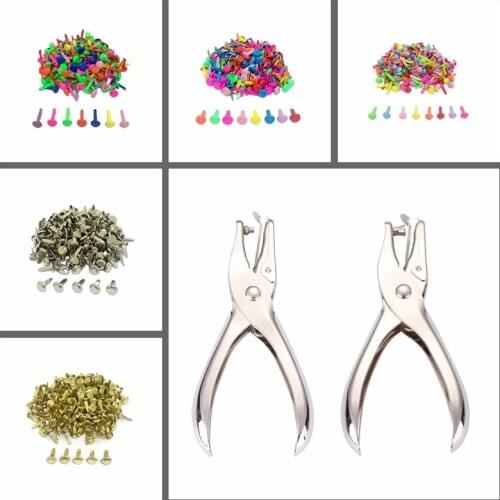 3/6Mm School Office Metal Single Hole Puncher Paper Punch with Mix Round Brads Scrapbooking Border Leather and Plastic Cards