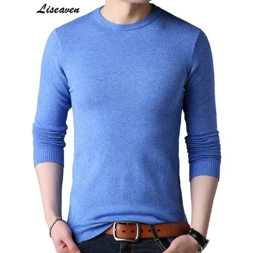 Liseaven Solid Color Sweaters O-Neck Men Pullovers Spring Autumn Mens Casual Sweater Mens Cothing