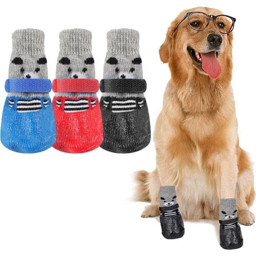 Anti Slip Dog Socks Outdoor Large Dog Boots Waterproof Pet Puppy Shoes Paw Protector for Dogs Cats Indoor & Outdoor Wear 4pcs
