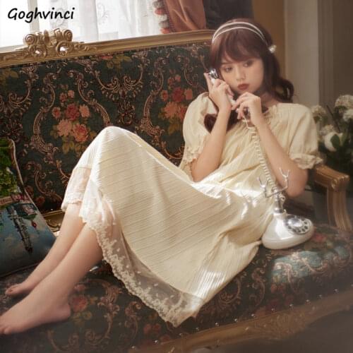 Nightgowns Women Fashion Summer New Leisure Lace Elegant Comfortable Sleepwear Sweet All-match Female Loose College Korean Style